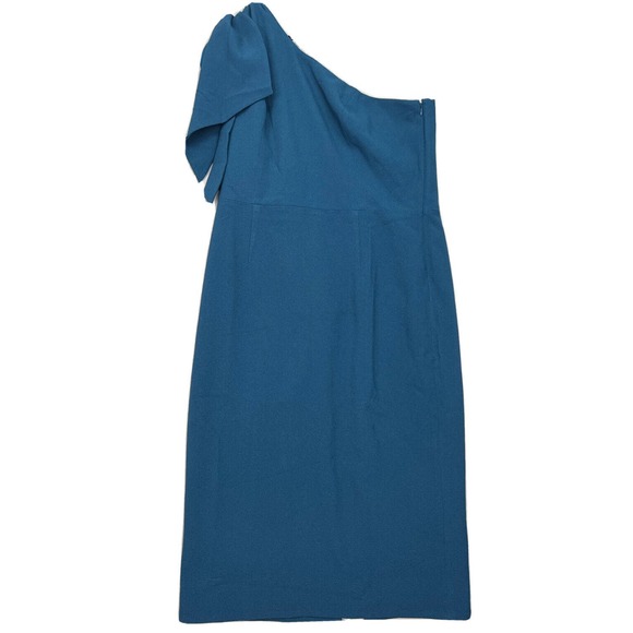 DRESS THE POPULATION Tiffany One-Shoulder Midi Dress Peacock Blue Plus Size XXL - Picture 5 of 14